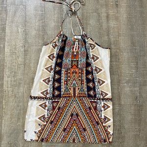 Glam Sleeveless Tribal Aztec Print Mini Dress